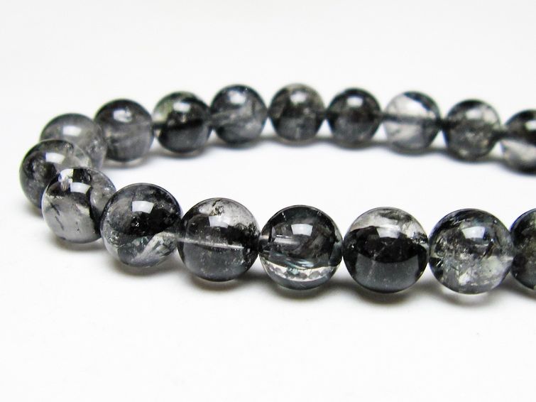 ブラックエレスチャルクォーツ ブレスレット 10mm メール便可 一点物 111-54136