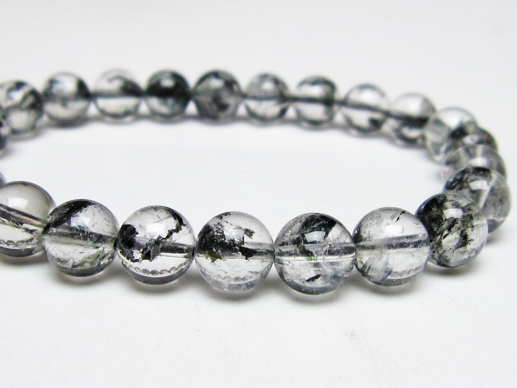 ブラックエレスチャルクォーツ ブレスレット 8mm メール便可 一点物 111-54141