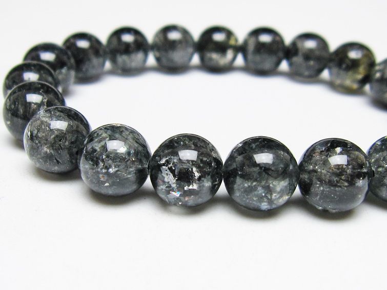 ブラックエレスチャルクォーツ ブレスレット 10mm メール便可 一点物 111-54145