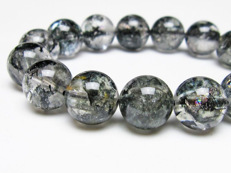 ブラックエレスチャルクォーツ ブレスレット 15mm 一点物 111-54159