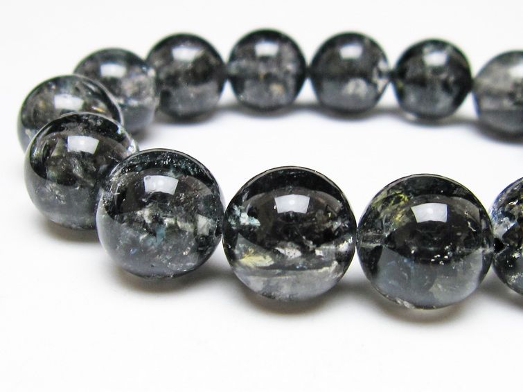 ブラックエレスチャルクォーツ ブレスレット 15mm 一点物 111-54162