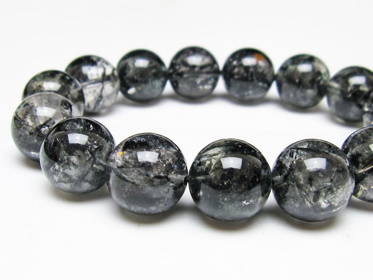 ブラックエレスチャルクォーツ ブレスレット 15mm 一点物 111-54164