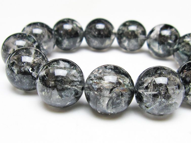 ブラックエレスチャルクォーツ ブレスレット 17mm 一点物 111-54167