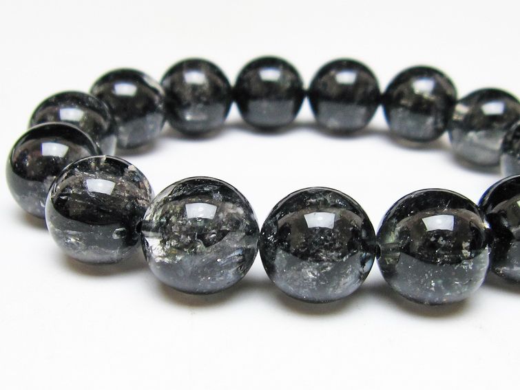 ブラックエレスチャルクォーツ ブレスレット 15mm 一点物 111-54172