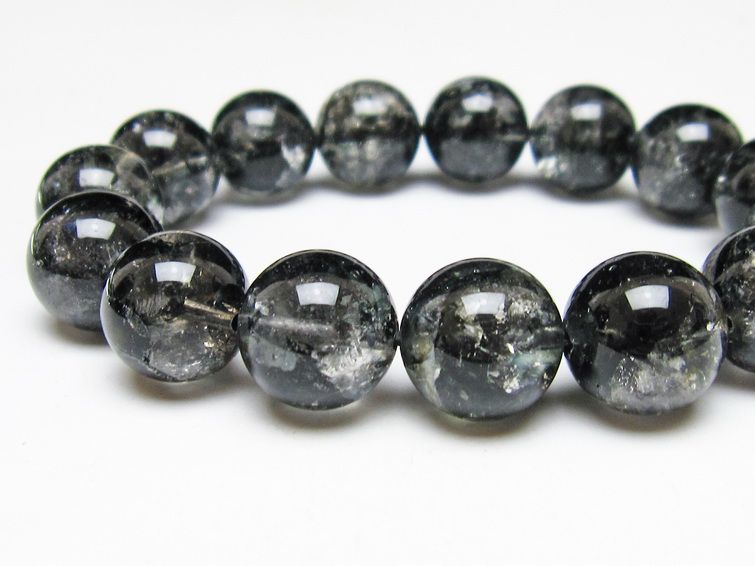 ブラックエレスチャルクォーツ ブレスレット 15mm 一点物 111-54175