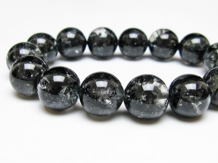ブラックエレスチャルクォーツ ブレスレット 14mm 一点物 111-54176