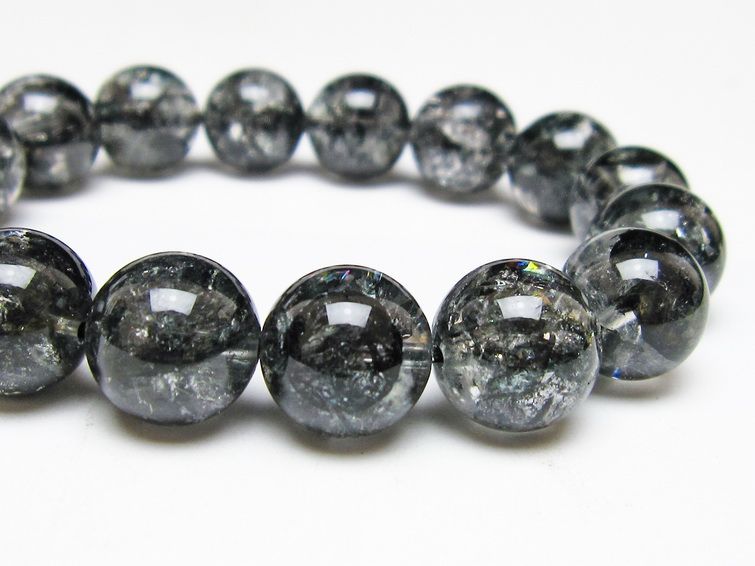 ブラックエレスチャルクォーツ ブレスレット 14mm 一点物 111-54185