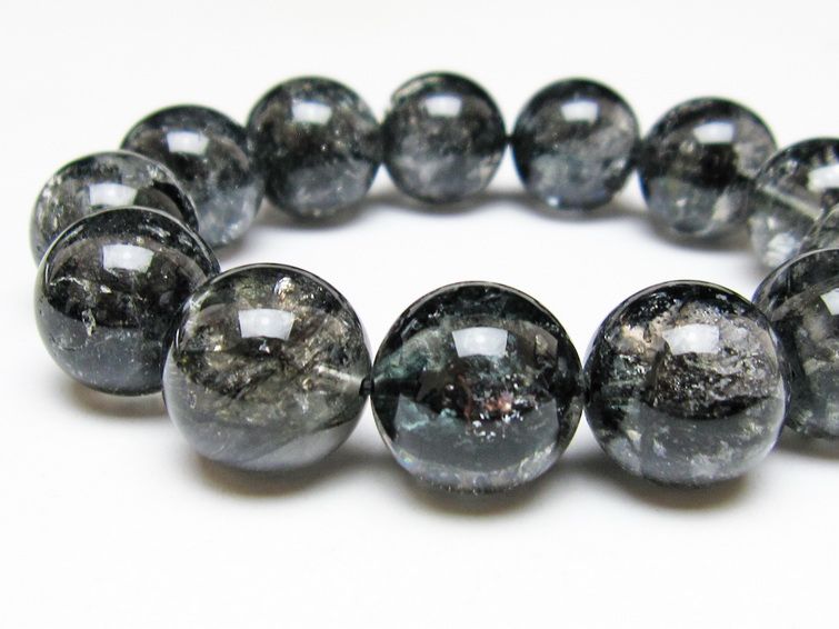 ブラックエレスチャルクォーツ ブレスレット 17mm 一点物 111-54190