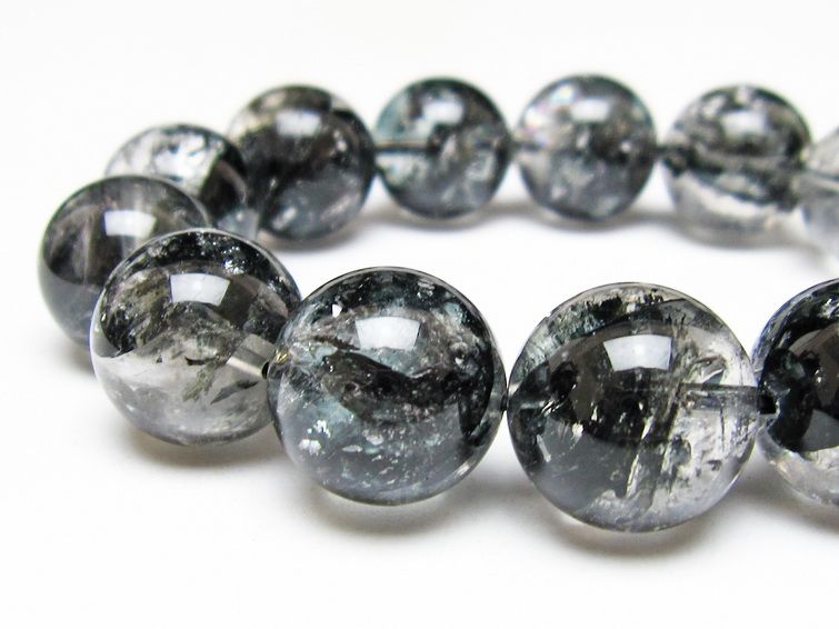 ブラックエレスチャルクォーツ ブレスレット 17mm 一点物 111-54191