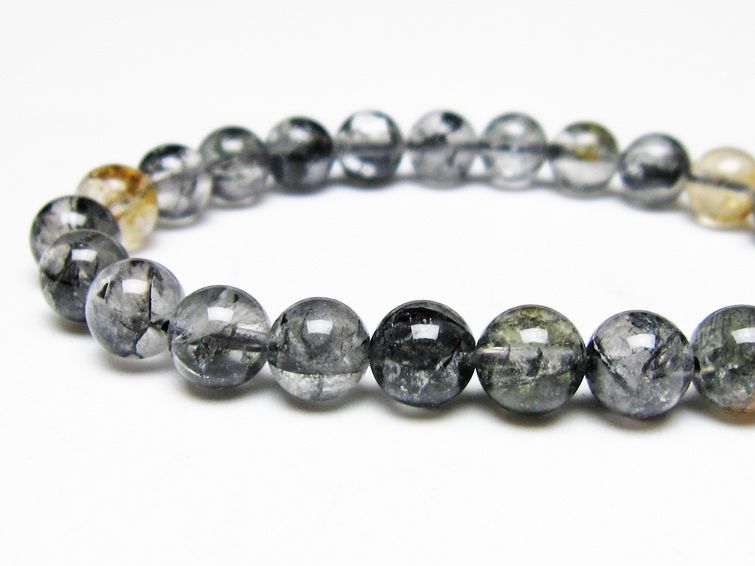 ブラックエレスチャルクォーツ ブレスレット 8mm メール便可 一点物 111-54214