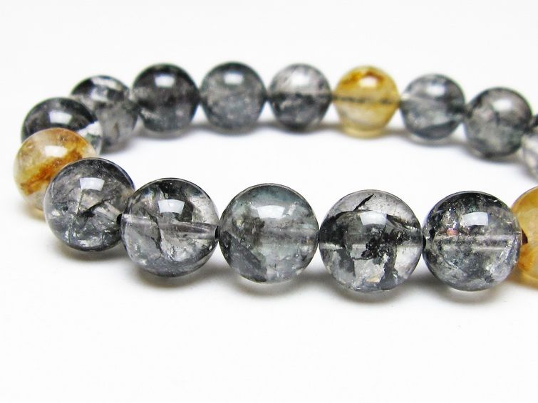 ブラックエレスチャルクォーツ ブレスレット 12mm 一点物 111-54234
