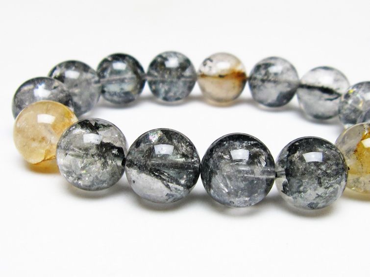ブラックエレスチャルクォーツ ブレスレット 15mm 一点物 111-54243