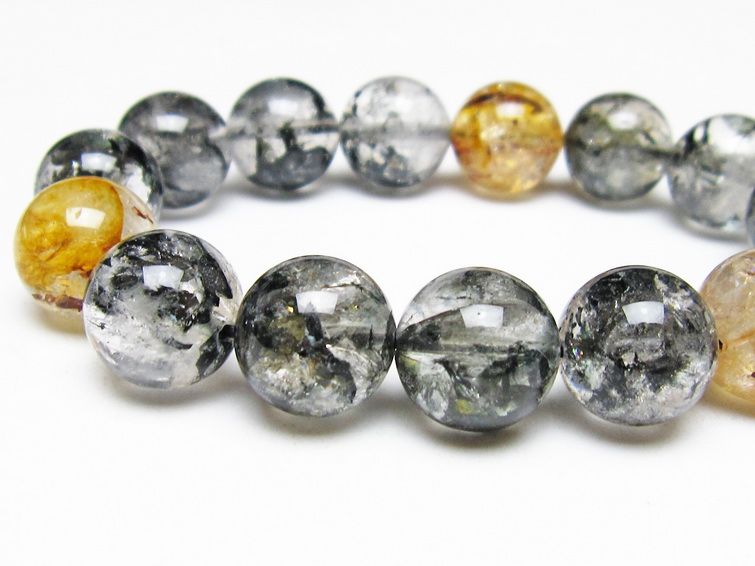 ブラックエレスチャルクォーツ ブレスレット 15mm 一点物 111-54246