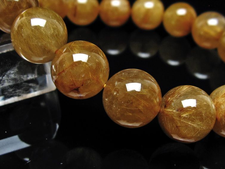 ルチルクォーツ ブレスレット 13mm タイチンルチル ブレス ブラウンゴールド 一点物 111-54621