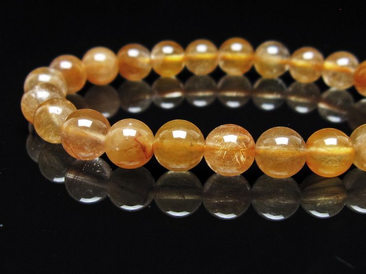 ルチルクォーツ ブレスレット 8mm ゴールドルチル ブロンズルチル メール便可 一点物 111-54817