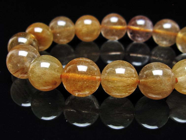 ルチルクォーツ ブレスレット 13mm ゴールドルチル ブロンズルチル 一点物 111-54822