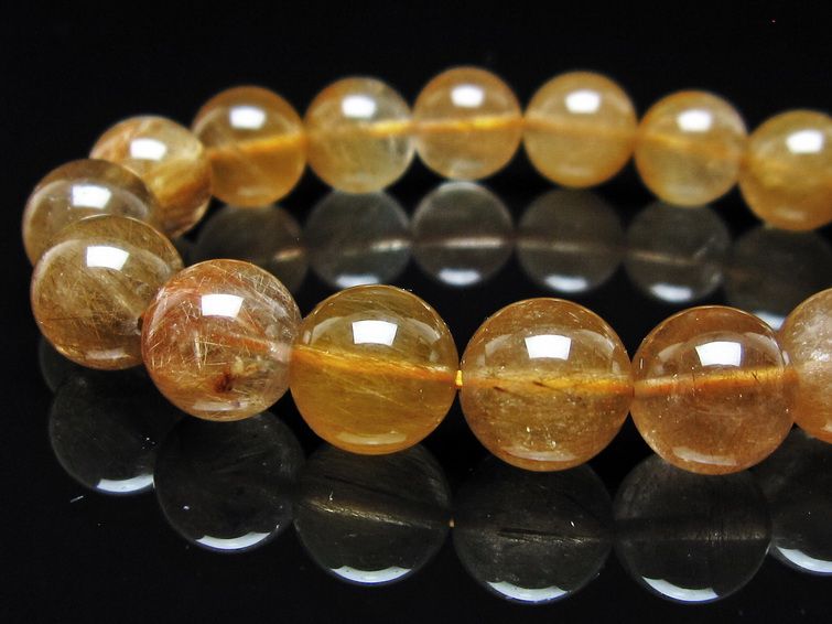 ルチルクォーツ ブレスレット 12mm ゴールドルチル ブロンズルチル メール便可 一点物 111-54823