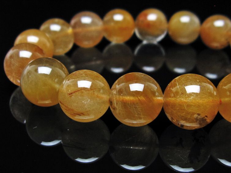 ルチルクォーツ ブレスレット 12mm ゴールドルチル ブロンズルチル メール便可 一点物 111-54824