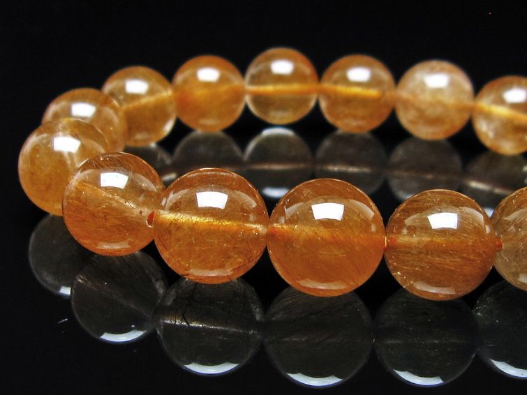 ルチルクォーツ ブレスレット 13mm ゴールドルチル ブロンズルチル メール便可 一点物 111-54827