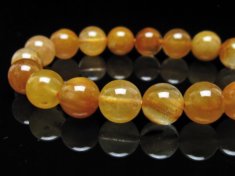 ルチルクォーツ ブレスレット 10mm ゴールドルチル ブロンズルチル メール便可 一点物 111-54829
