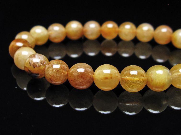 ルチルクォーツ ブレスレット 8mm ゴールドルチル ブロンズルチル メール便可 一点物 111-54835