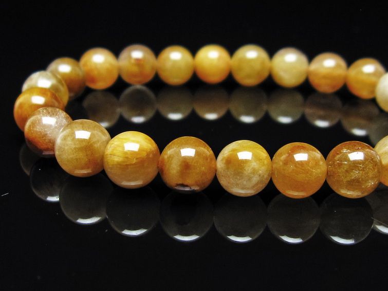 ルチルクォーツ ブレスレット 8mm ゴールドルチル ブロンズルチル メール便可 一点物 111-54836