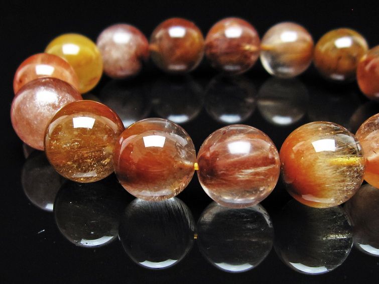 ルチルクォーツ ブレスレット 13mm ゴールドルチル ブロンズルチル 一点物 111-54848