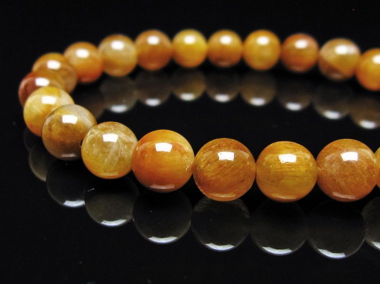 ルチルクォーツ ブレスレット 8mm ゴールドルチル ブロンズルチル メール便可 一点物 111-54864