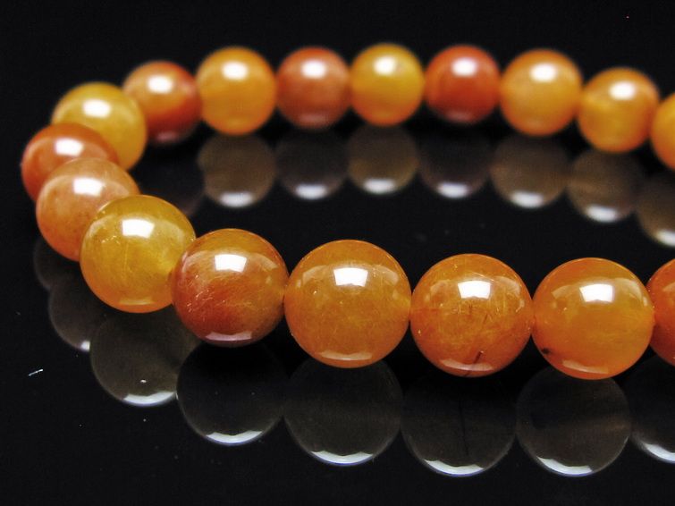 ルチルクォーツ ブレスレット 8mm ゴールドルチル ブロンズルチル メール便可 一点物 111-54865