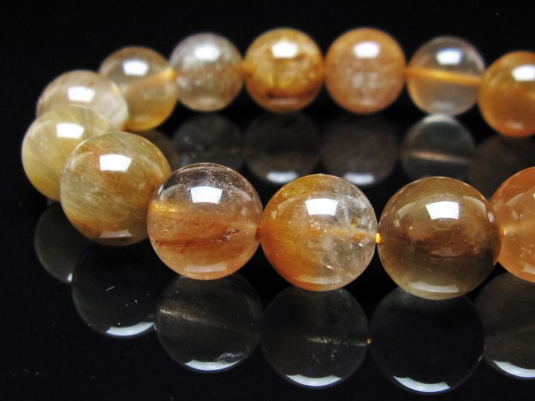 ルチルクォーツ ブレスレット 13mm ゴールドルチル ブロンズルチル 一点物 111-54878