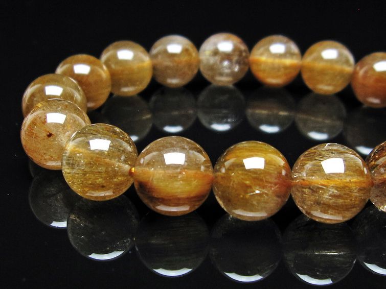 ルチルクォーツ ブレスレット 12mm ゴールドルチル ブロンズルチル 一点物 111-54885