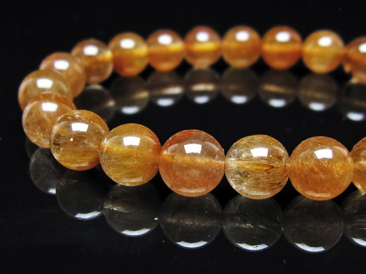 ルチルクォーツ ブレスレット 8mm ゴールドルチル ブロンズルチル メール便可 一点物 111-54887