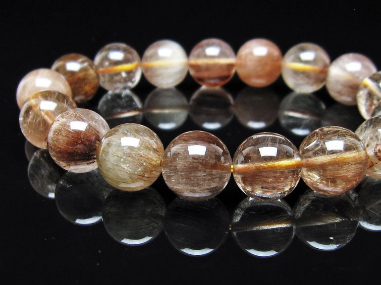 ルチルクォーツ ブレスレット 12mm ゴールドルチル ブロンズルチル 一点物 111-54888
