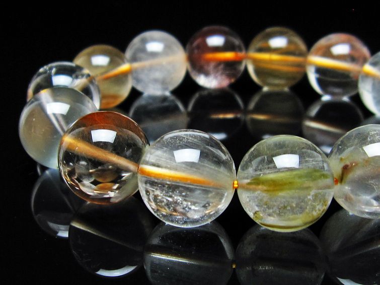 ルチルクォーツ ブレスレット 15mm ゴールドルチル ブロンズルチル 一点物 111-54891