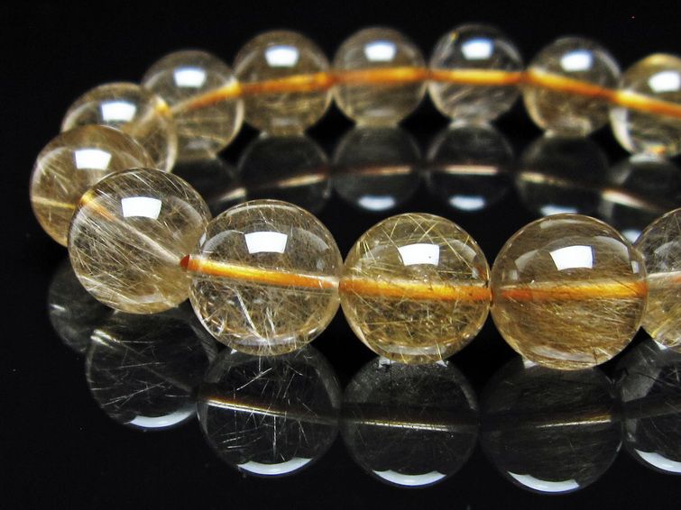 ルチルクォーツ ブレスレット 13mm ゴールドルチル ブロンズルチル 一点物 111-54893