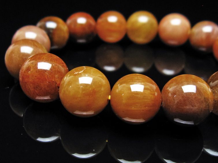 ルチルクォーツ ブレスレット 12mm ゴールドルチル ブロンズルチル 一点物 111-54909