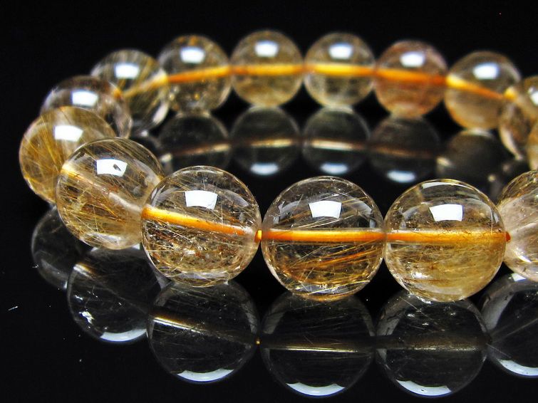 ルチルクォーツ ブレスレット 13mm ゴールドルチル ブロンズルチル 一点物 111-54930