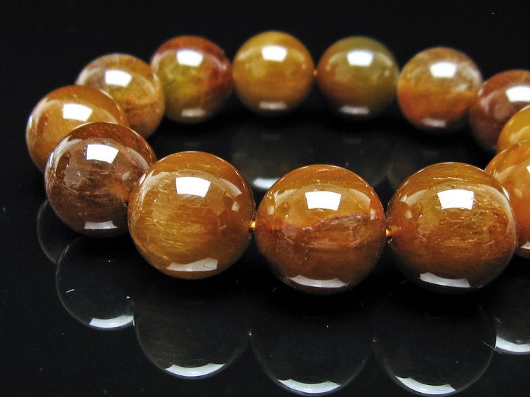 ルチルクォーツ ブレスレット 16mm ゴールドルチル ブロンズルチル 一点物 111-54954