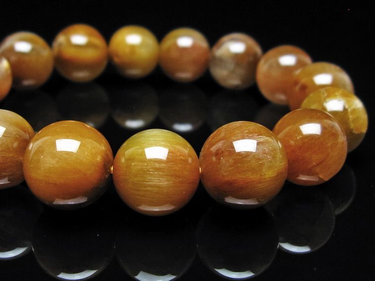 ルチルクォーツ ブレスレット 12mm ゴールドルチル ブロンズルチル 一点物 111-54973