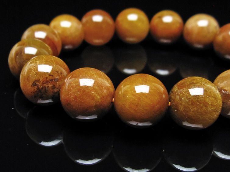 ルチルクォーツ ブレスレット 13mm ゴールドルチル ブロンズルチル 一点物 111-54976