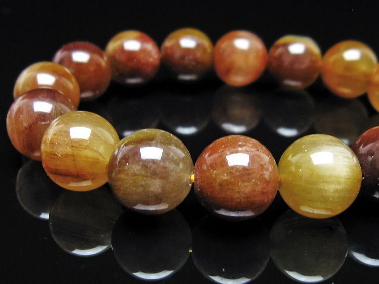 ルチルクォーツ ブレスレット 12mm ゴールドルチル ブロンズルチル 一点物 111-54980