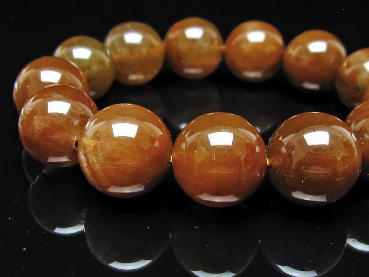 ルチルクォーツ ブレスレット 16mm ゴールドルチル ブロンズルチル 一点物 111-54982
