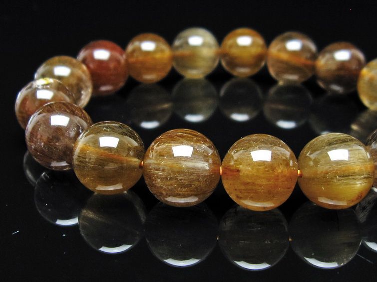 ルチルクォーツ ブレスレット 12mm ゴールドルチル ブロンズルチル 一点物 111-54991