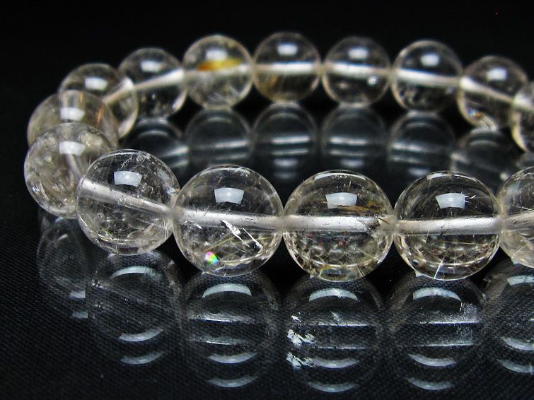 ルチルクォーツ ブレスレット 12mm プラチナルチル ブレス メール便可 一点物 111-55000