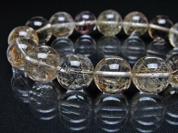 ルチルクォーツ ブレスレット 13mm プラチナルチル ブレス メール便可 一点物 111-55002
