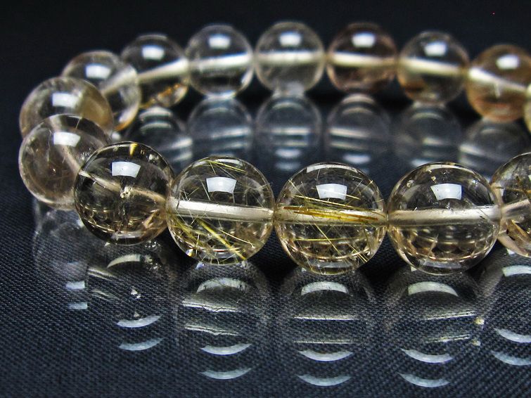 ルチルクォーツ ブレスレット 12mm プラチナルチル ブレス メール便可 一点物 111-55006