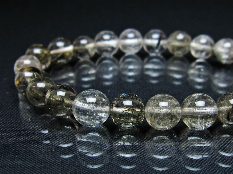 ルチルクォーツ ブレスレット 8mm プラチナルチル ブレス メール便可 一点物 111-55010