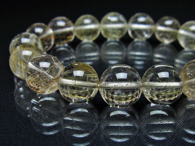 ルチルクォーツ ブレスレット 12mm プラチナルチル ブレス 一点物 111-55016