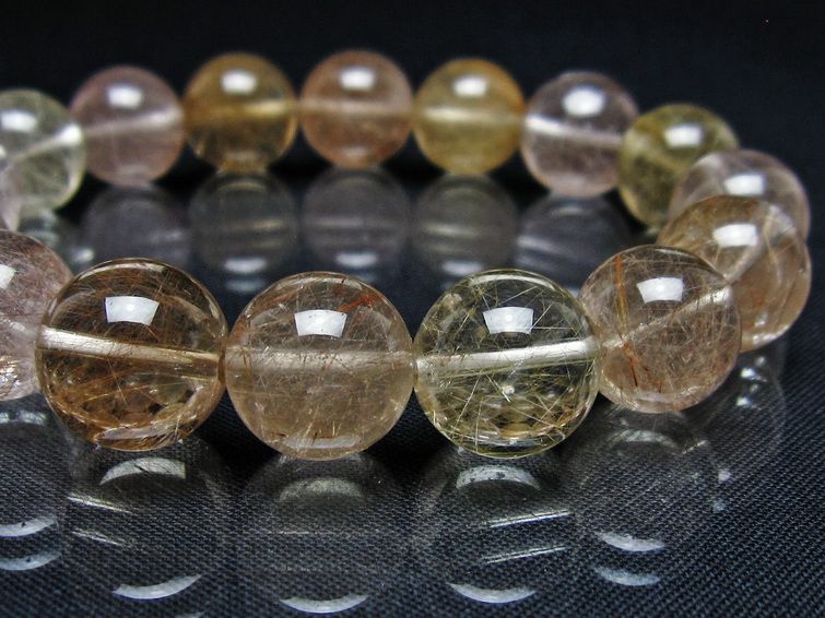 ルチルクォーツ ブレスレット 13mm プラチナルチル ブレス 一点物 111-55038