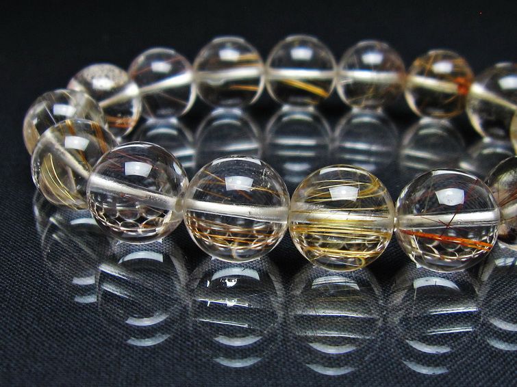ルチルクォーツ ブレスレット 13mm プラチナルチル ブレス 一点物 111-55040